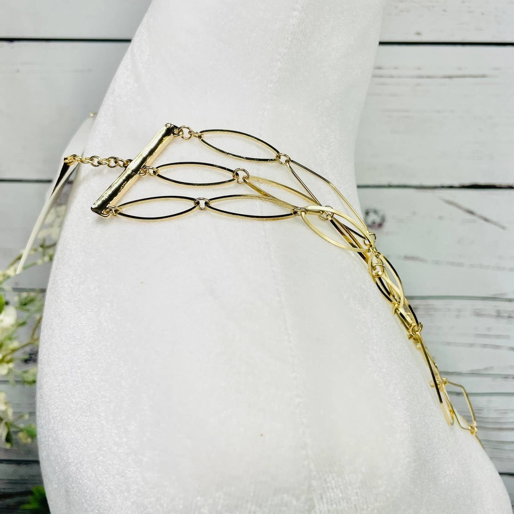 NWT French Connection Three Row Gold Long Chain Necklace - Picture 6 of 7